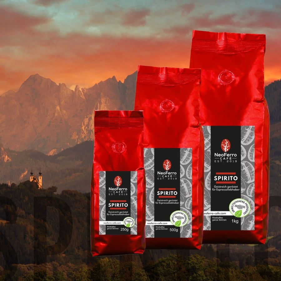 Kaffeebohnen und Espresso der Sorte Café Spirito von NeoFerro